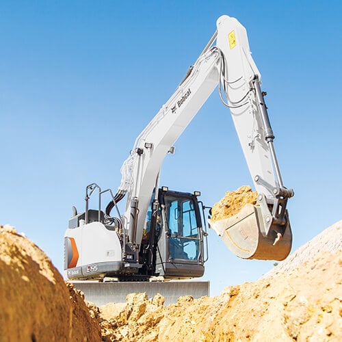 Bobcat Excavator with Bucket Attachment